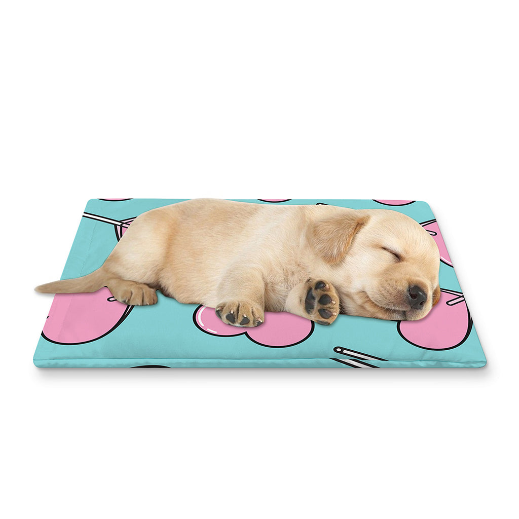 Pink Heart Lollipop Pattern Print Pet Cooling Mat Cover