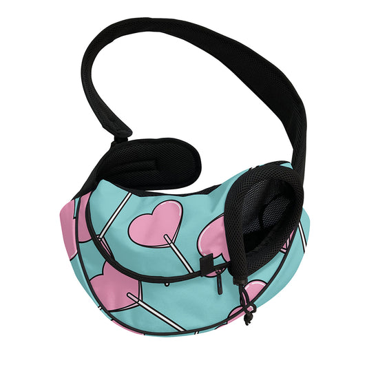 Pink Heart Lollipop Pattern Print Pet Sling Carrier