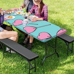 Pink Heart Lollipop Pattern Print Picnic Table Cover