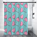 Pink Heart Lollipop Pattern Print Premium Shower Curtain
