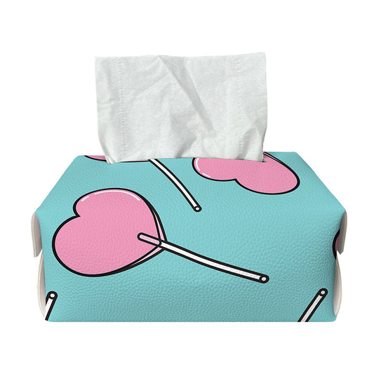 Pink Heart Lollipop Pattern Print Rectangle Tissue Box Cover