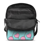 Pink Heart Lollipop Pattern Print Rectangular Crossbody Bag