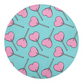 Pink Heart Lollipop Pattern Print Round Blanket