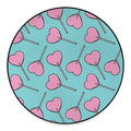 Pink Heart Lollipop Pattern Print Round Floor Mat
