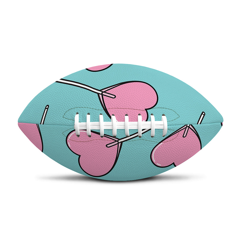Pink Heart Lollipop Pattern Print Rugby Ball