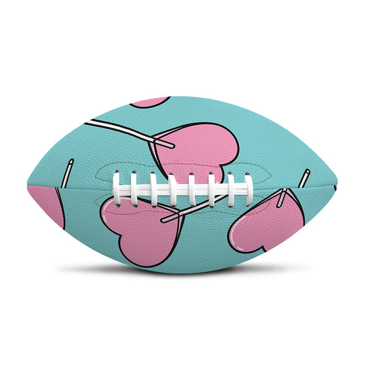 Pink Heart Lollipop Pattern Print Rugby Ball