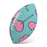 Pink Heart Lollipop Pattern Print Rugby Ball