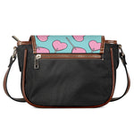 Pink Heart Lollipop Pattern Print Saddle Bag