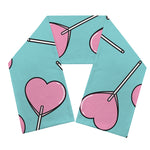 Pink Heart Lollipop Pattern Print Scarf