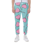 Pink Heart Lollipop Pattern Print Scuba Joggers