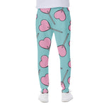 Pink Heart Lollipop Pattern Print Scuba Joggers