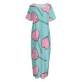 Pink Heart Lollipop Pattern Print Short Sleeve Long Nightdress