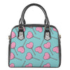 Pink Heart Lollipop Pattern Print Shoulder Handbag