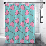 Pink Heart Lollipop Pattern Print Shower Curtain