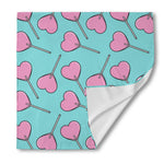 Pink Heart Lollipop Pattern Print Silk Bandana