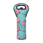 Pink Heart Lollipop Pattern Print Single Neoprene Wine Tote