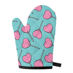 Pink Heart Lollipop Pattern Print Single Oven Mitt