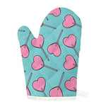 Pink Heart Lollipop Pattern Print Single Oven Mitt