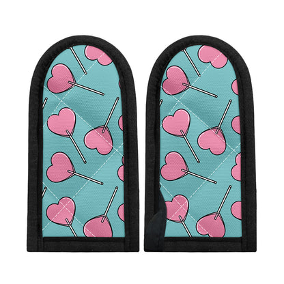 Pink Heart Lollipop Pattern Print Skillet Handle Cover
