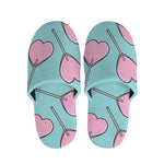 Pink Heart Lollipop Pattern Print Slippers