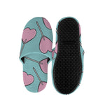 Pink Heart Lollipop Pattern Print Slippers