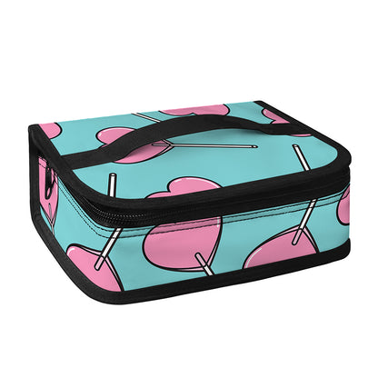 Pink Heart Lollipop Pattern Print Small Lunch Bag