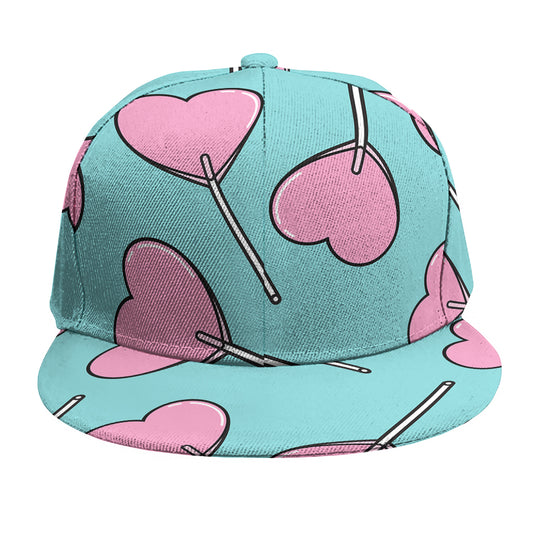 Pink Heart Lollipop Pattern Print Snapback Cap