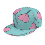 Pink Heart Lollipop Pattern Print Snapback Cap