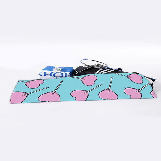 Pink Heart Lollipop Pattern Print Sports Towel