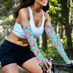 Pink Heart Lollipop Pattern Print Sun Protection Arm Sleeves