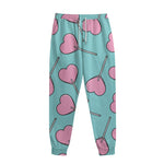 Pink Heart Lollipop Pattern Print Sweatpants