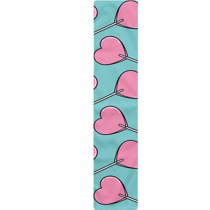 Pink Heart Lollipop Pattern Print Table Runner