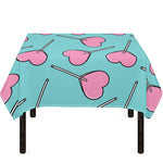Pink Heart Lollipop Pattern Print Tablecloth
