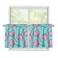 Pink Heart Lollipop Pattern Print Tier Curtains