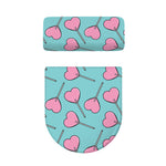 Pink Heart Lollipop Pattern Print Toilet Lid And Tank Cover Set