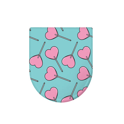 Pink Heart Lollipop Pattern Print Toilet Lid Cover