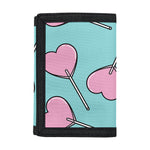 Pink Heart Lollipop Pattern Print Trifold Wallet