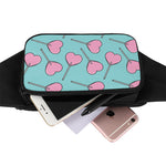 Pink Heart Lollipop Pattern Print Waist Bag