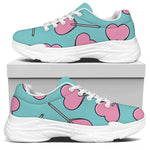 Pink Heart Lollipop Pattern Print White Chunky Shoes
