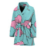 Pink Heart Lollipop Pattern Print Women's Bathrobe