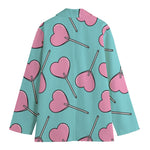 Pink Heart Lollipop Pattern Print Women's Blazer