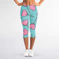Pink Heart Lollipop Pattern Print Women's Capri Leggings