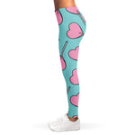 Pink Heart Lollipop Pattern Print Women's Leggings