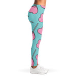 Pink Heart Lollipop Pattern Print Women's Leggings