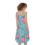 Pink Heart Lollipop Pattern Print Women's Sleeveless Dress