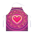Pink Heart Zodiac Wheel Print Adjustable Apron