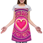 Pink Heart Zodiac Wheel Print Adjustable Apron