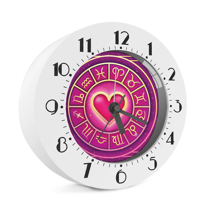 Pink Heart Zodiac Wheel Print Alarm Clock