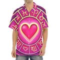 Pink Heart Zodiac Wheel Print Aloha Shirt