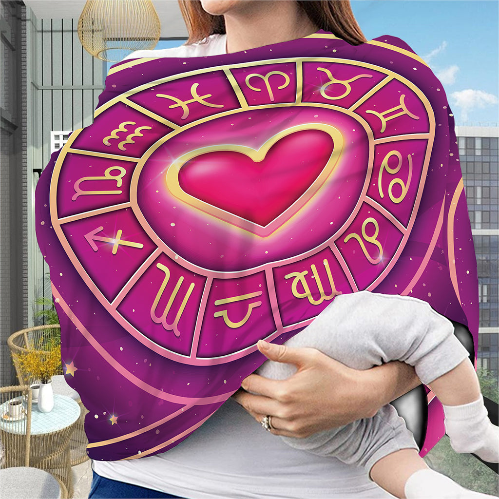 Pink Heart Zodiac Wheel Print Baby Seat Cover